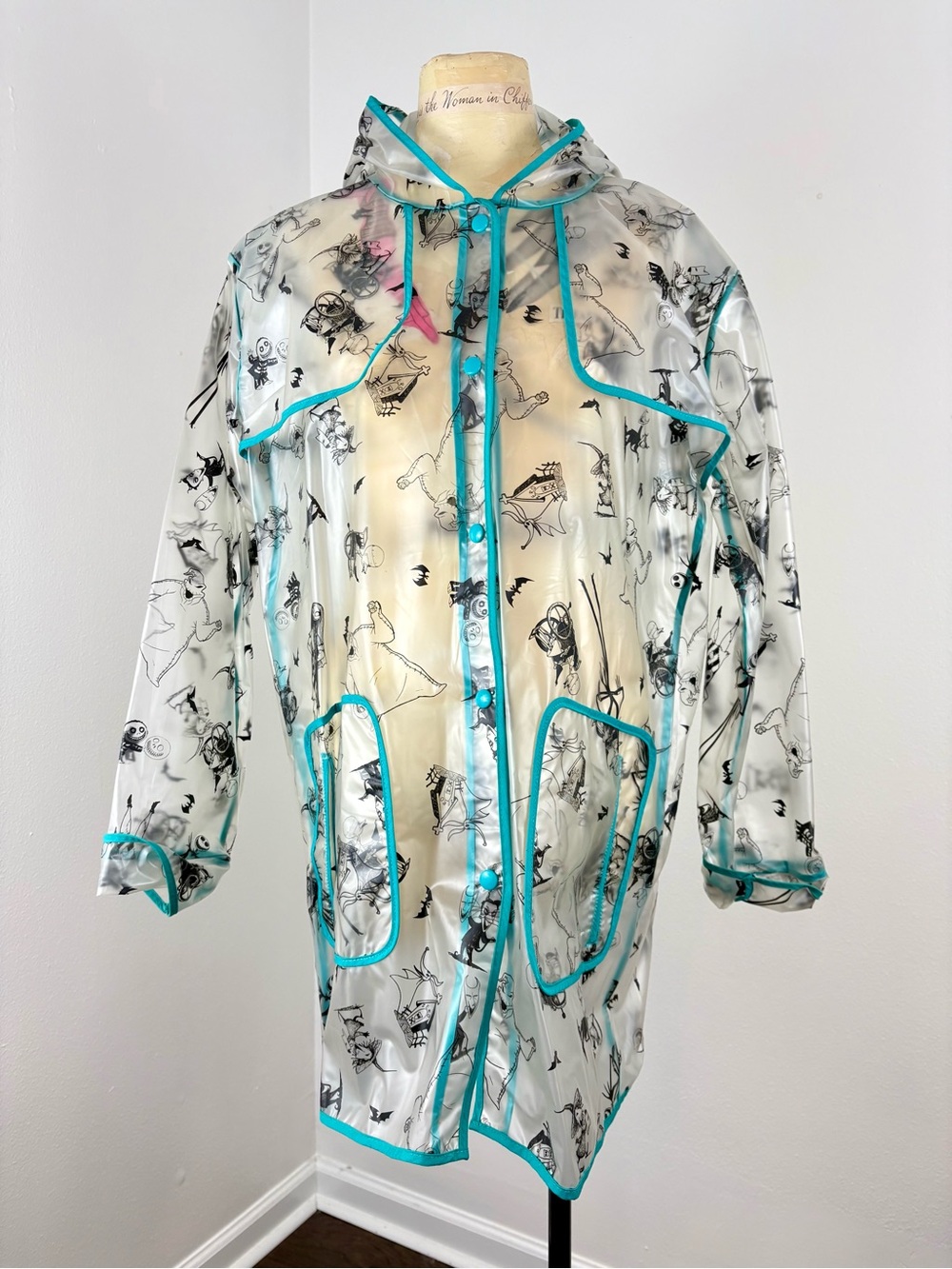 Nightmare Before Christmas Clear Raincoat with Teal Trim